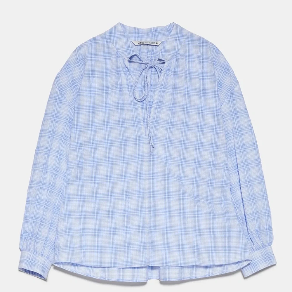ZARA NEW SS20 BLUE WHITE CHECK BLOUSE REF:2491/913